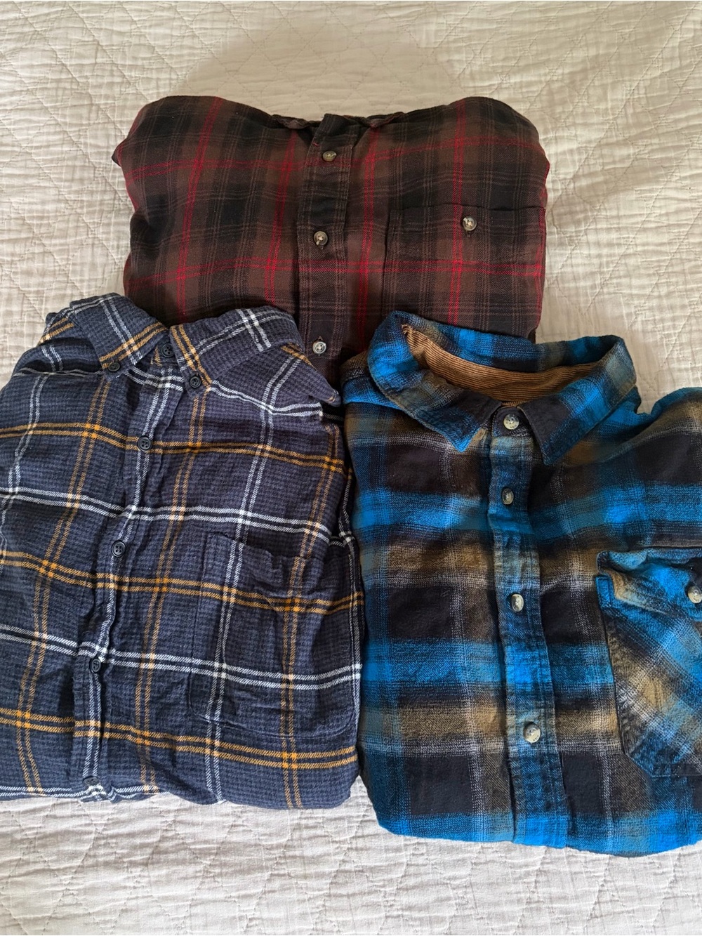 Men’s XL Plaid Checkered Flannel Lot Bundle Gray Blue Red Flannel Campcore Soft